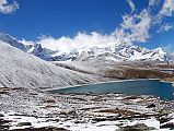 06 Panorama From Ridge Above Taro Tso Includes Phurbi Chyachu, Tsha Tung, Eiger Peak, Pemthang Karpo Ri, Triangle, and Pemthang Ri The panorama from the ridge (4433m) above Tara Tso includes Phurbi Chyachu on the left to Tsha Tung, Eiger Peak, Pemthang Karpo Ri, Triangle, and Pemthang Ri.